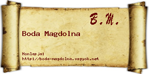 Boda Magdolna névjegykártya